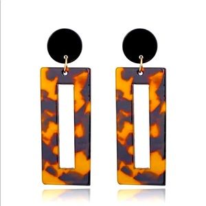 Rectangle black and gold earrings